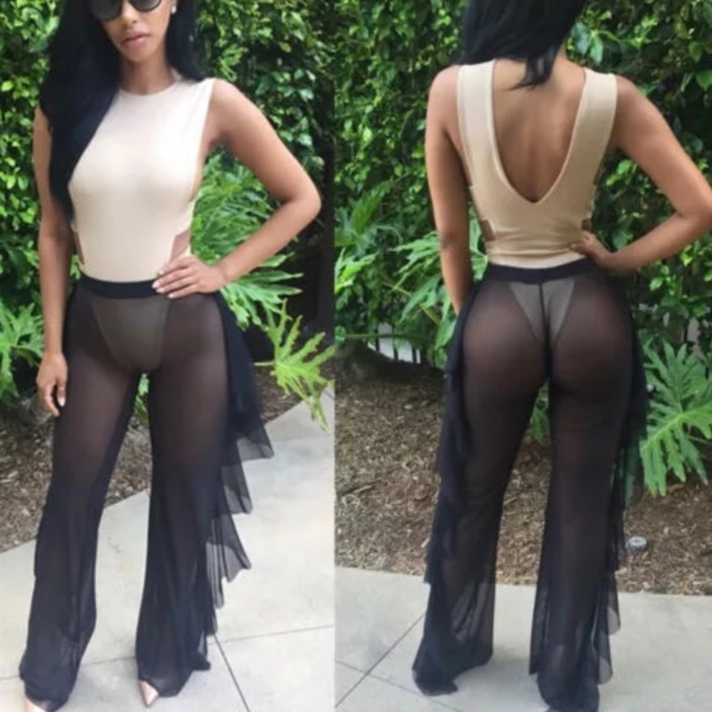Mesh See Through Beach Cover Up Festival Pants - Picture 1 of 2